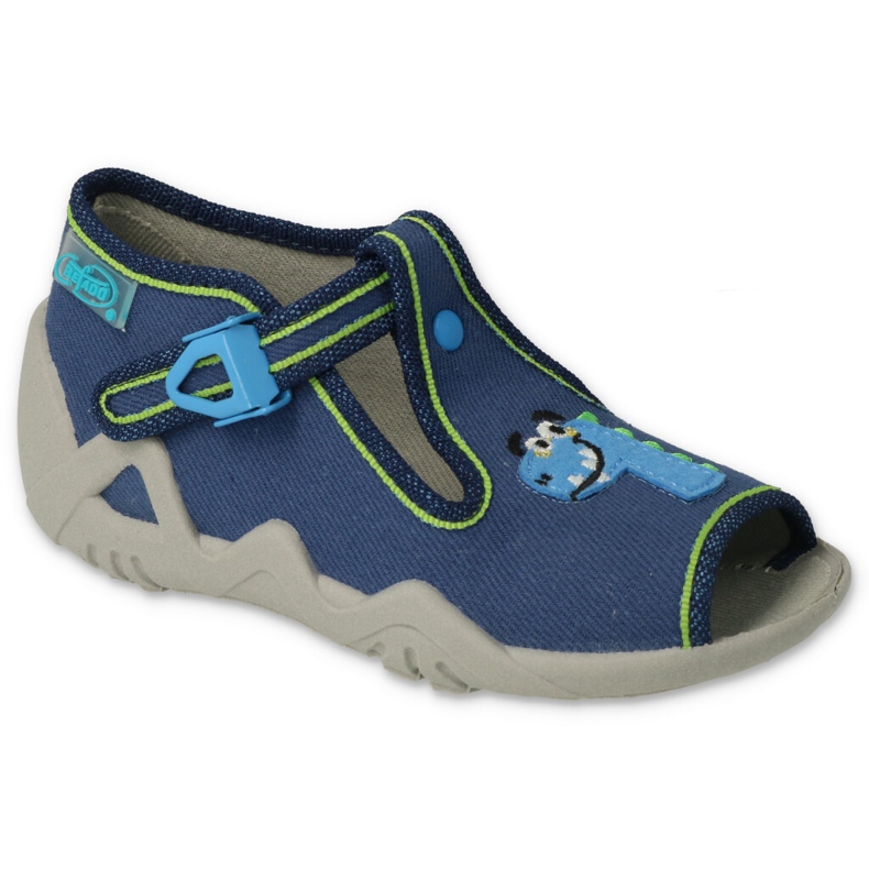 Chaussons enfant Befado 217P116 bleu marine avec un dragon 1