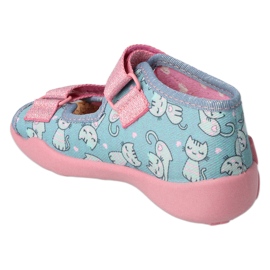 Befado chaussons enfant avec chatons, insert en liège, 342P040, bleu/rose 3