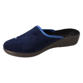 Befado chaussons femme en pu 552D016, bleu marine, avec broderie 1