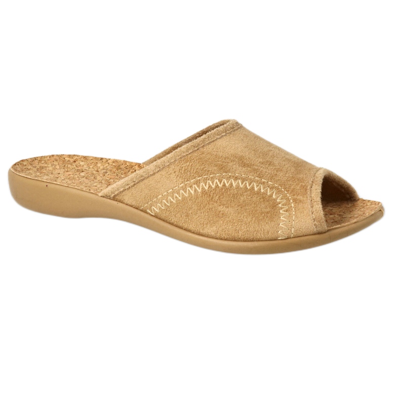Befado chaussons femme en polyuréthane 254D138, beige, semelle intérieure en liège 1
