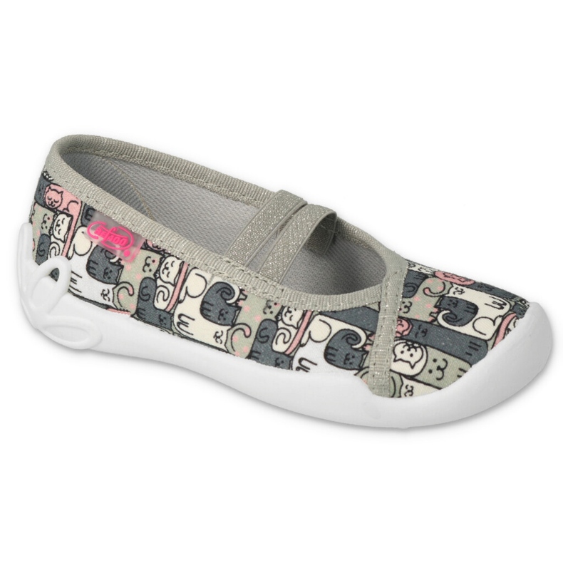 Chaussons enfants Befado, gris 116Y315, avec motifs chats 1