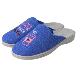 Chaussons enfants Befado 707Y429 bleu avec broderie 2