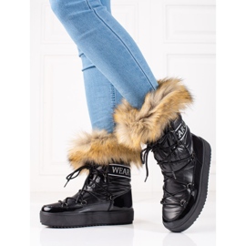 Bottes de neige femme Shelovet noires avec fourrure le noir 1