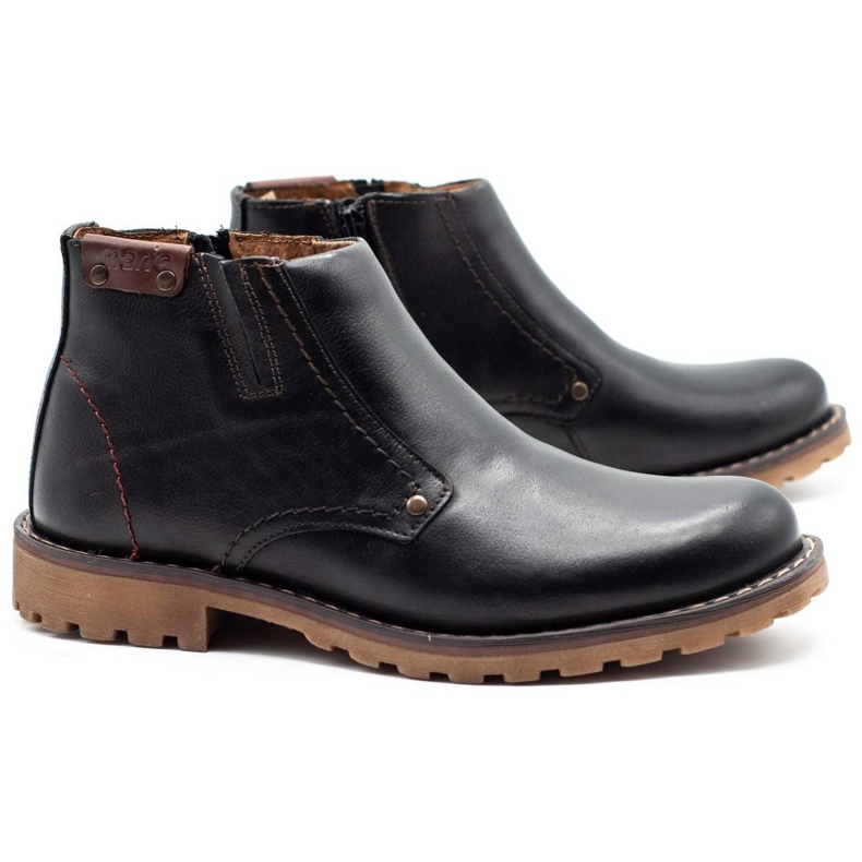 Mario Pala Bottes de neige 815 grain noir avec marron brun le noir 2