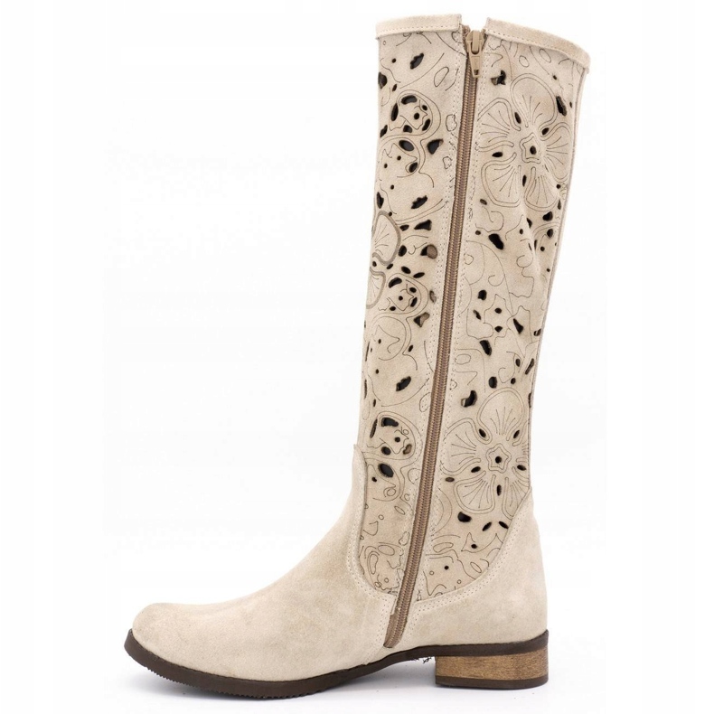 Olivier Bottines ajourées femme Fleurs beige clair 1