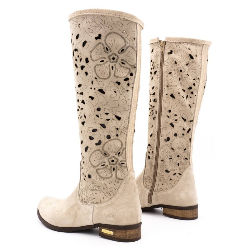 Olivier Bottines ajourées femme Fleurs beige clair 4