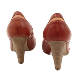 Pompes en cuir pour femmes 1392 marron décoré de rayures edeo brun 3