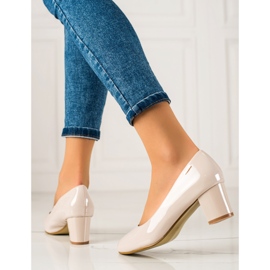 Goodin Escarpins laqués élégants beige 1