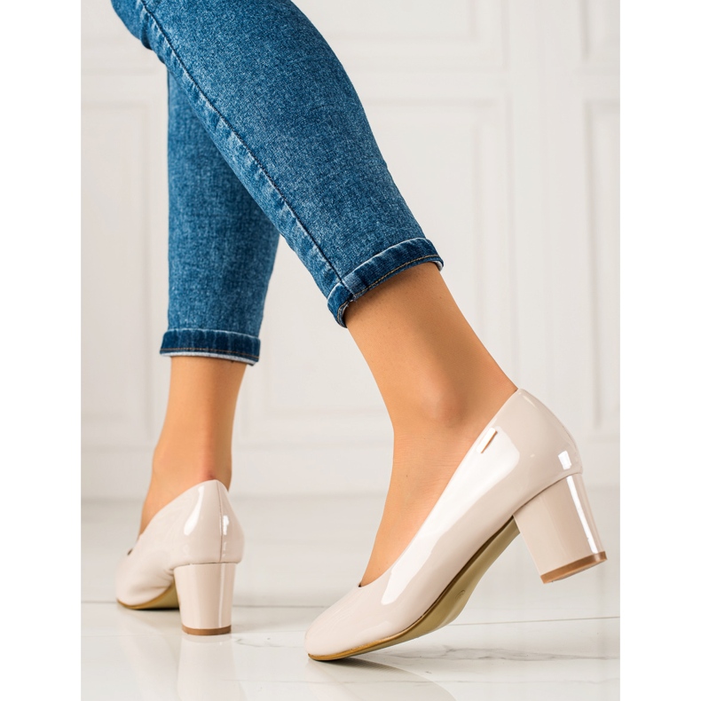 Goodin Escarpins laqués élégants beige 1