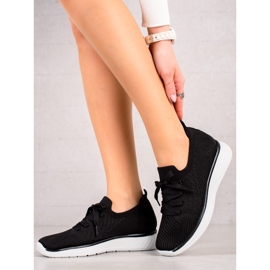 TRENDI Chaussures de sport à lacets noires 1