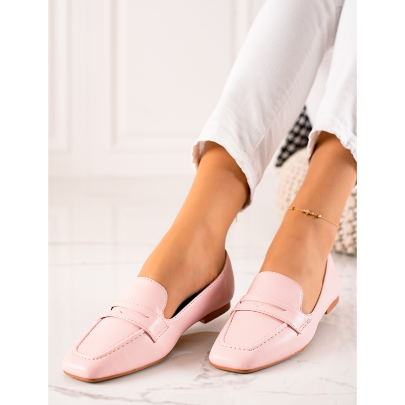 Mocassins classiques avec cuir écologique rose 1