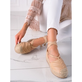 SHELOVET Espadrilles nouées sur la plate-forme beige 2 SHELOVET Espadrilles nouées sur la plate-forme beige 2