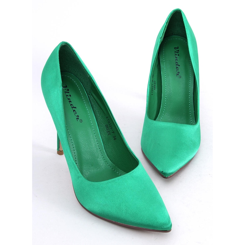 BM Escarpins femme satin TALIA NOIR vert 1