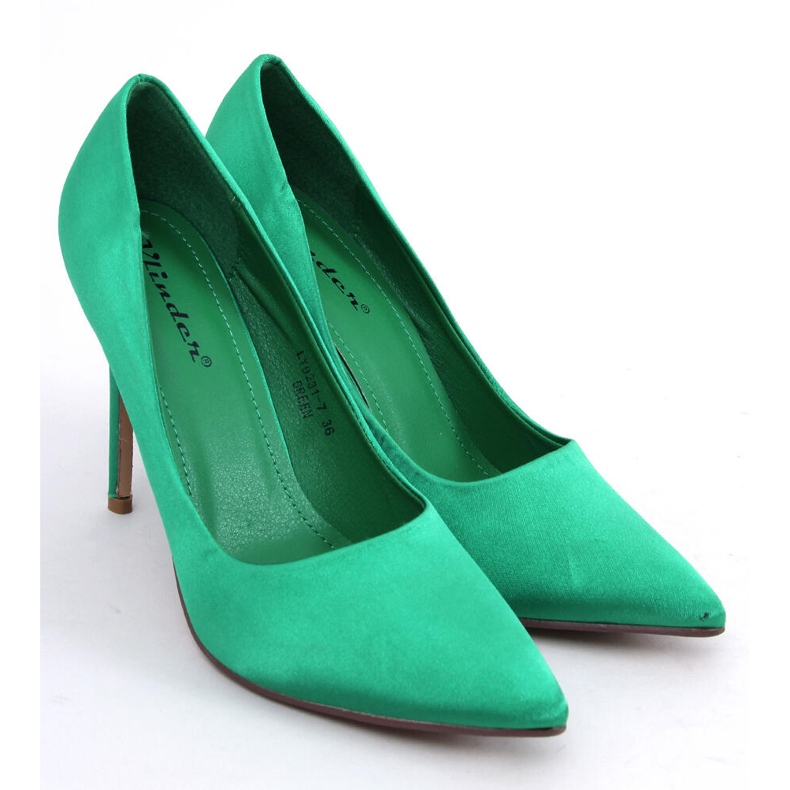 BM Escarpins femme satin TALIA NOIR vert 2