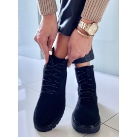 PA1 Gaten Bottes à lacets en daim noir 2