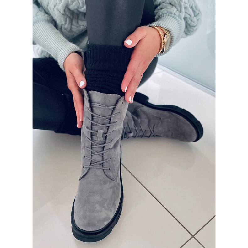 PA1 Bottines à lacets en daim gris Lavey 1