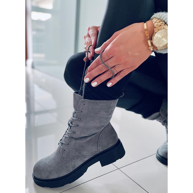 PA1 Bottines à lacets en daim gris Lavey 2