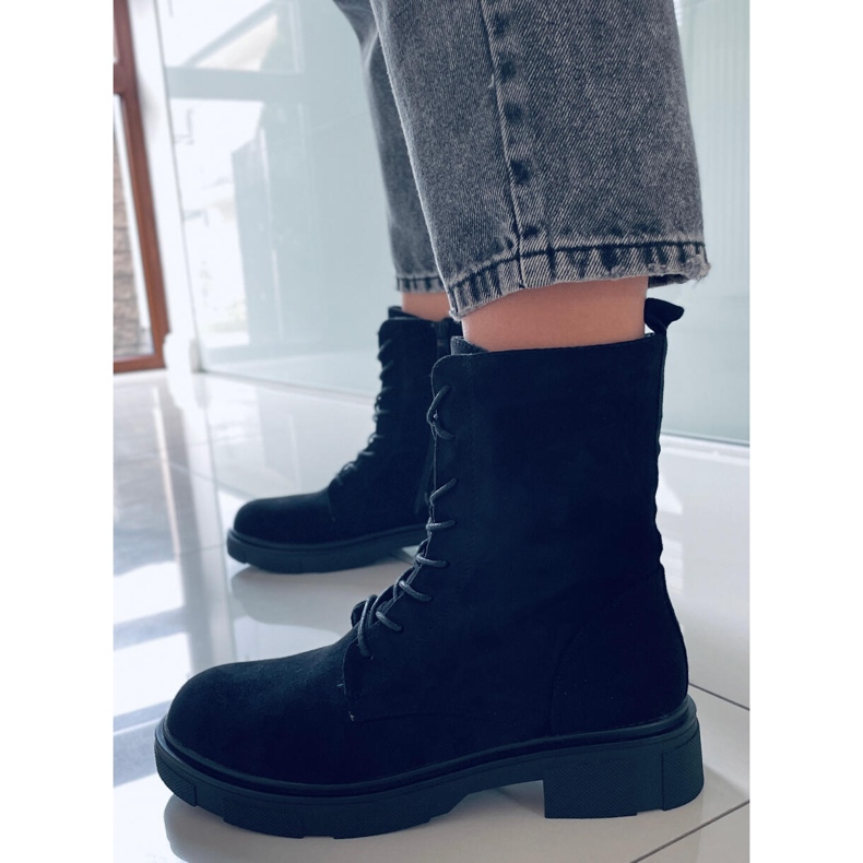 PA1 Bottines à lacets en daim noir Lavey le noir 1