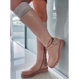 PA1 Bottes cavalières femme Khia Nude beige rose 1