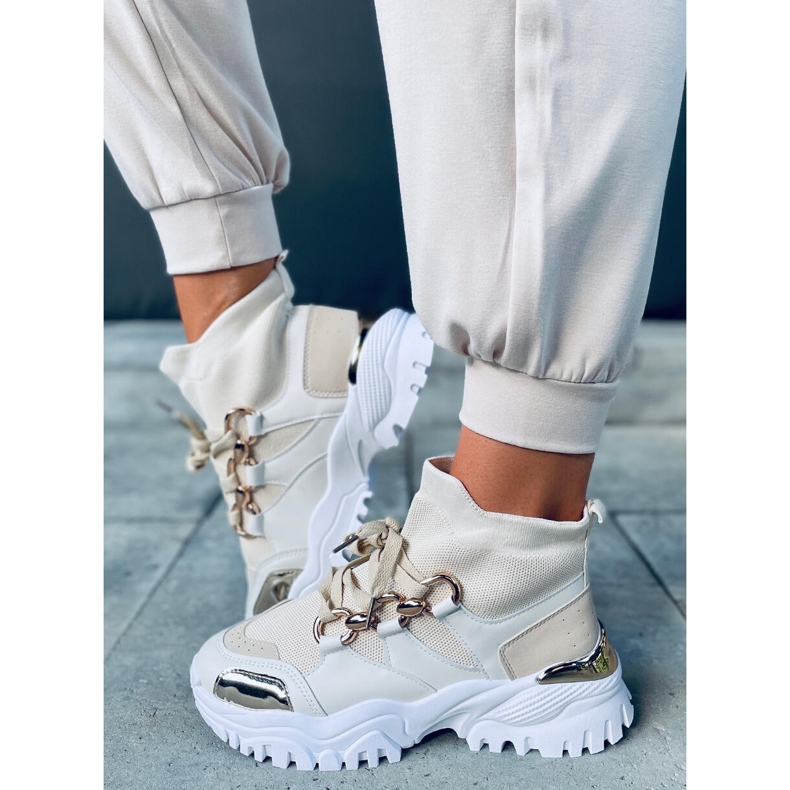 PA1 Baskets montantes Tergo Beige blanche 1