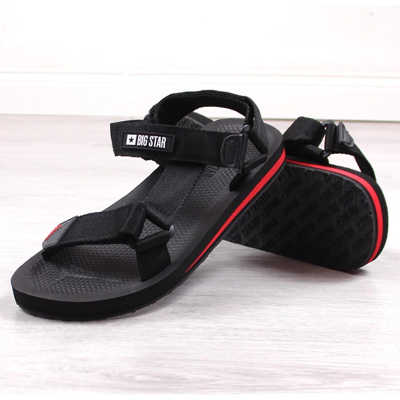 Big Star DD174717 sandales de sport pour hommes noires avec velcro 2