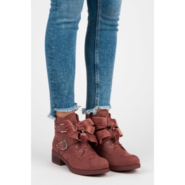 Ideal Shoes Bottes à nœuds rose 1
