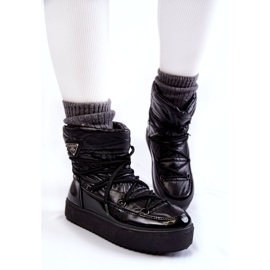 PM1 Bottes de neige à lacets à la mode pour femmes en noir Carrios le noir 3
