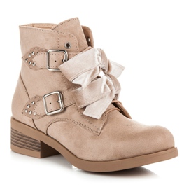 Ideal Shoes Bottes à nœuds brun 1