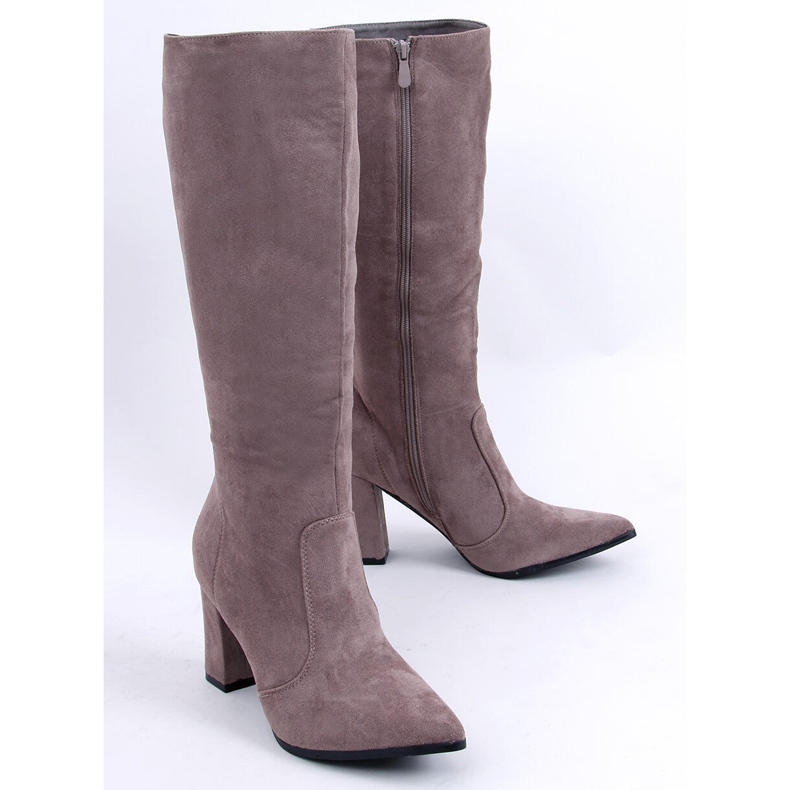 PA1 Bottines à talons en daim Farrah Kaki beige gris 1