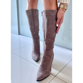 PA1 Bottines à talons en daim Farrah Kaki beige gris 2