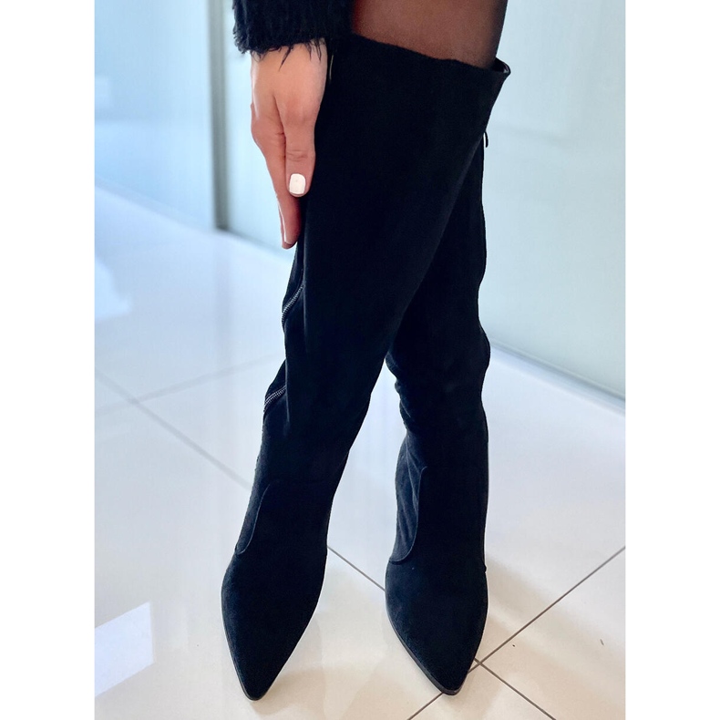 PA1 Bottes à talons en daim noir Farrah le noir 2