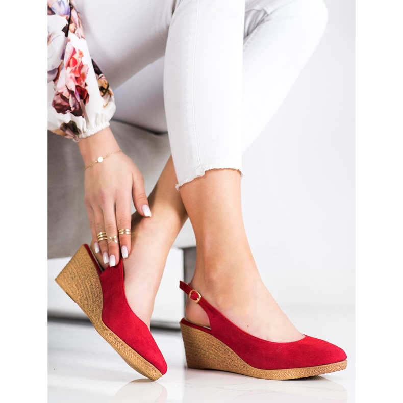 Goodin Escarpins compensés confortables rouge 2