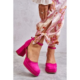 PS2 Escarpins à plateforme en daim fuchsia Diame à talons épais rose 1