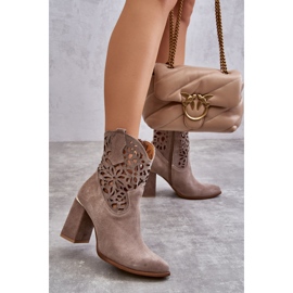 Lewski Shoes Bottines Daim Ajourées Leewski Shoes 3264 Marron clair brun 2
