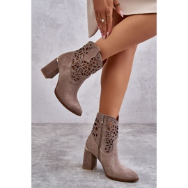Lewski Shoes Bottines Daim Ajourées Leewski Shoes 3264 Marron clair brun 4