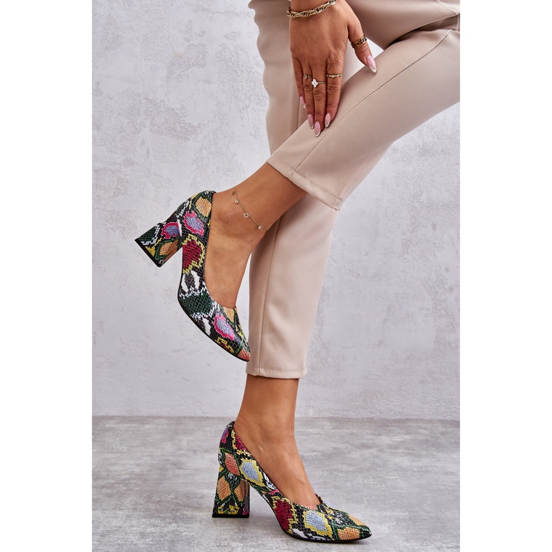 Lewski Shoes Escarpins En Cuir À Motif Serpent Left Shoes 3277 Multicolore 1