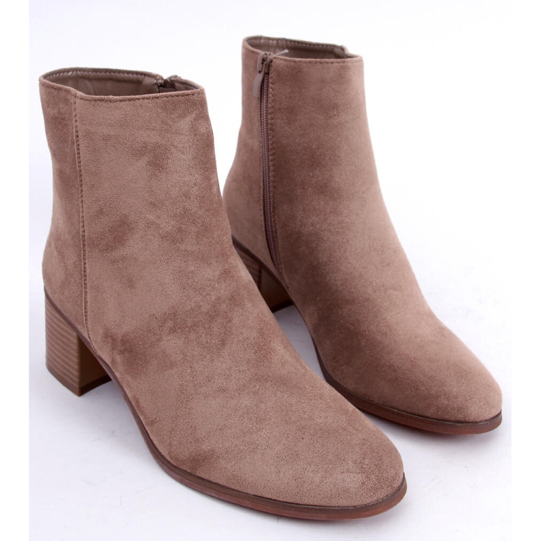 Bottines classiques en daim Natina Kaki beige 1