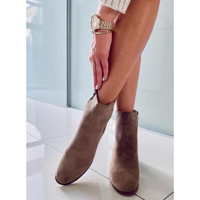 Bottines classiques en daim Natina Kaki beige 2