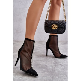 Bottes à talons hauts pour femmes à la mode avec maille noire Rummi 5