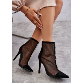 Bottes à talons hauts pour femmes à la mode avec maille noire Rummi 7