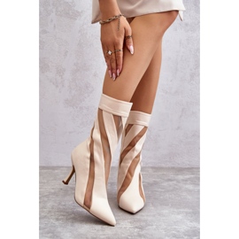 PS2 Bottes à talons hauts pour femmes à la mode Beige Deyna 1