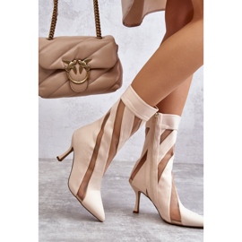 PS2 Bottes à talons hauts pour femmes à la mode Beige Deyna 2