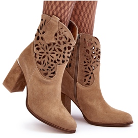 Lewski Shoes Bottines Daim Ajourées Leewski Shoes 3264 Beige Foncé brun 10