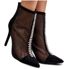 Bottes à talons hauts pour femmes à la mode avec maille noire Rummi 11