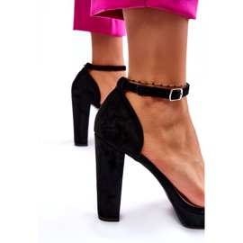 Sandales en daim sur talon noir le noir 2