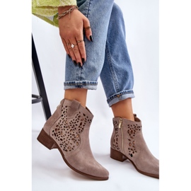 Lewski Shoes Bottes ajourées pour femmes Leski Shoes 2909 Marron clair beige 1