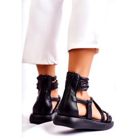 Sandales En Cuir Sur La Plateforme Maciejka 05559-01 Noir 2