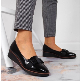 Chaussures compensées à lacets pour femmes avec un nœud noir Vinceza le noir 5