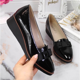Chaussures compensées à lacets pour femmes avec un nœud noir Vinceza le noir 1