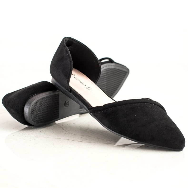 Goodin Ballerines En Daim Avec Découpe le noir 4